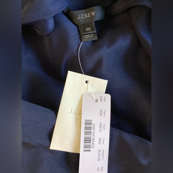 J.Crew 100% silk neck tie blouse size 00 in Navy - Picture 3 of 3